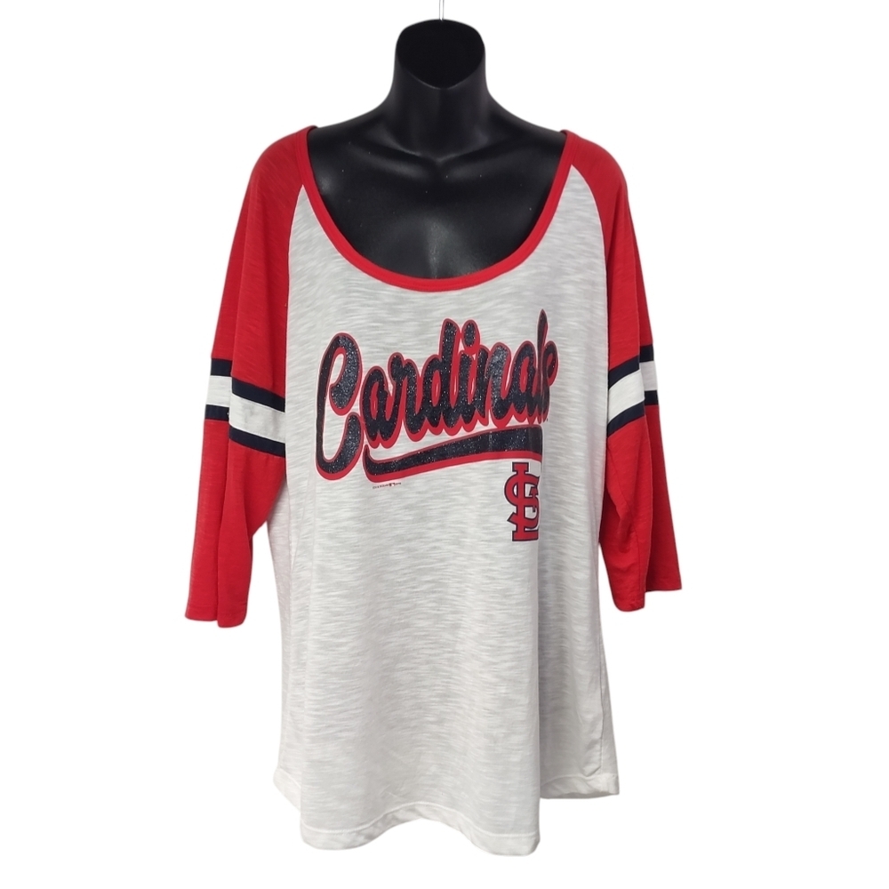 New Era St. Louis Cardinals White Red 3/4 Sleeve Shirt Women’s Size XXL